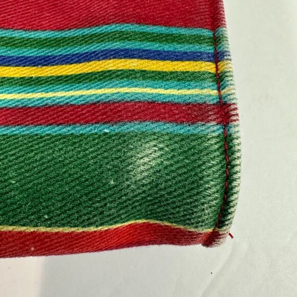 Vintage 90s Kate Spade Canvas Rainbow Striped Bag Purse Footed Bottom Coin Purse - Picture 5 of 16